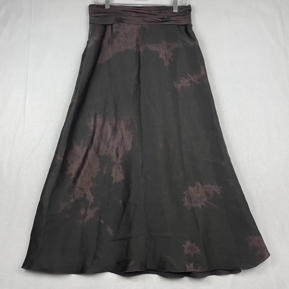 GENNY Maxi Skirt Womens Size 12 Vintage Silk‎ Chocolate By Versace Made in Italy - Picture 4 of 8